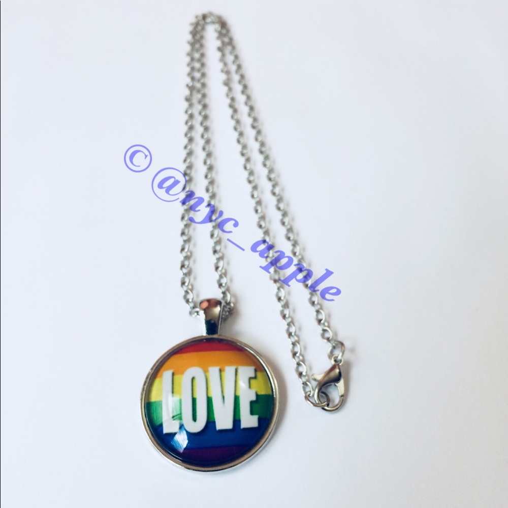 NWOT LOVE Rainbow Flag Necklace Pendant